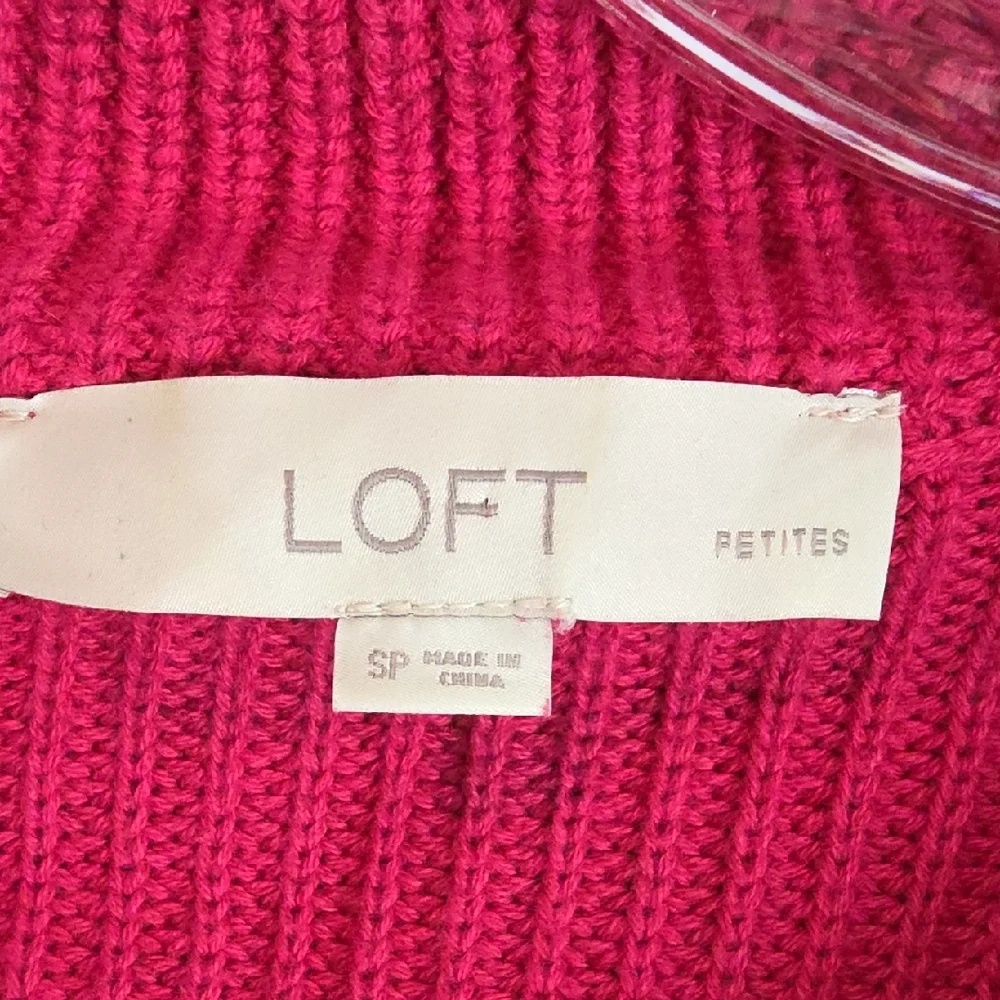 Loft COTTON pink quarter zip johnny collar sweater size  Small Petite